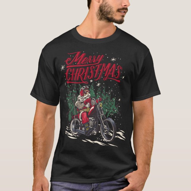 Weihnachten auf dem Motorrad T-Shirt (Vorderseite)