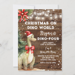 Weihnachten auf Dino World Wood Dinosaurier 4. Geb Einladung