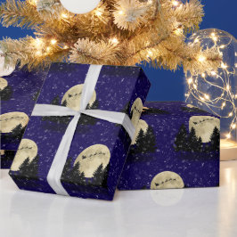 Weihnachten auf dunkelblauen Weihnachten Geschenkpapier