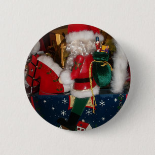 Weihnachten auf einem Pferd mit Schnee Kunst druck Button