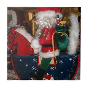 Weihnachten auf einem Pferd mit Schnee Kunst druck Fliese