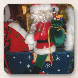 Weihnachten auf einem Pferd mit Schnee Kunst druck Getränkeuntersetzer