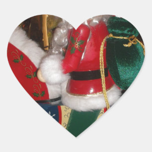 Weihnachten auf einem Pferd mit Schnee Kunst druck Herz-Aufkleber