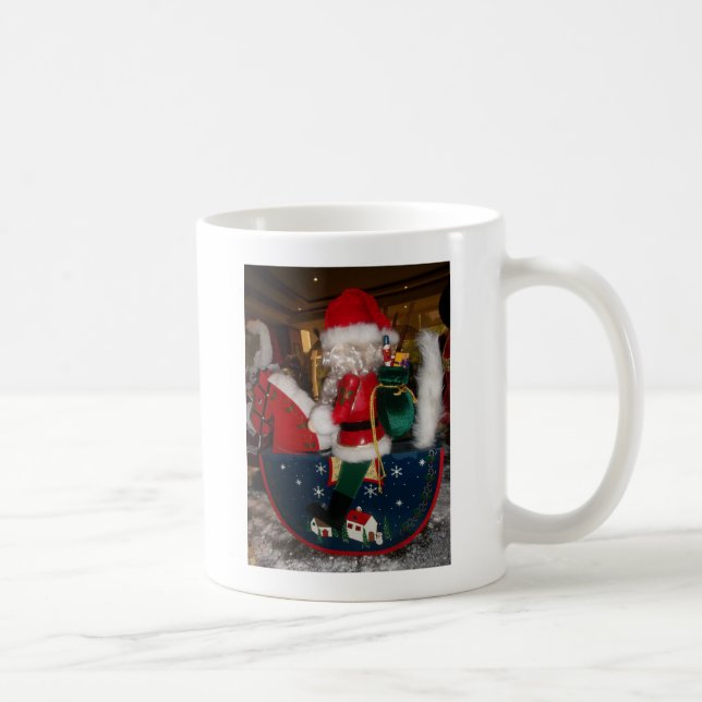 Weihnachten auf einem Pferd mit Schnee Kunst druck Kaffeetasse (Rechts)