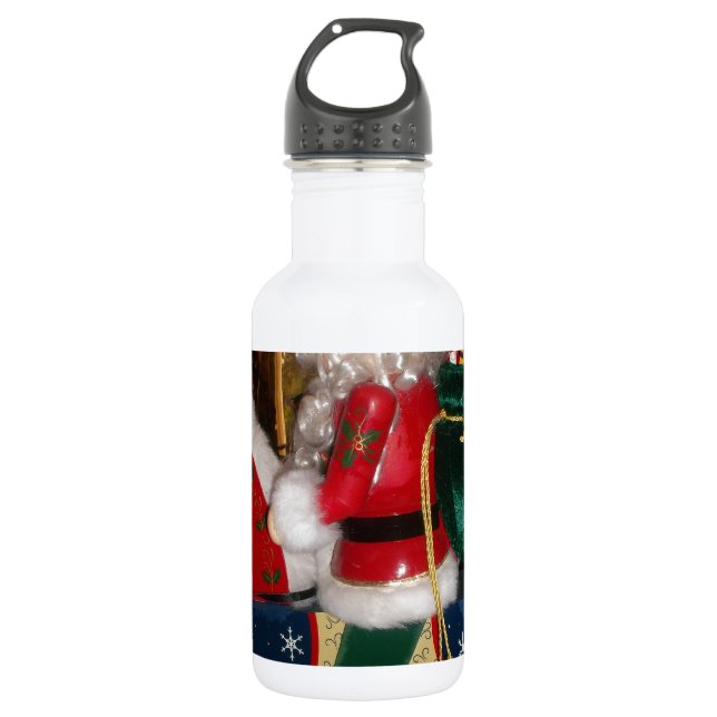 Weihnachten auf einem Pferd mit Schnee Kunst druck Trinkflasche (Vorderseite)
