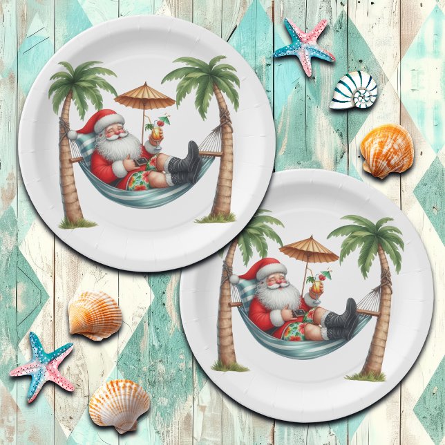 Weihnachten auf einer tropischen Insel mit Santa Pappteller (Von Creator hochgeladen)