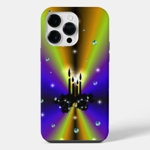 Weihnachten auf Lila Gelb Regenbogen mit Perlen iPhone 14 Pro Max Hülle