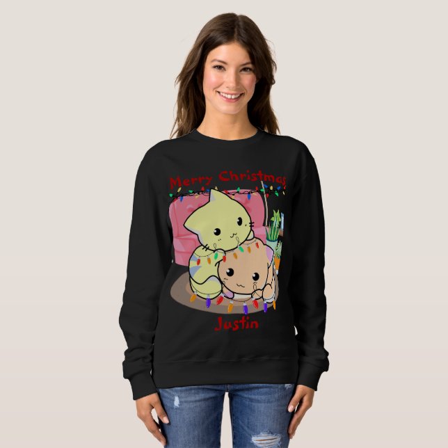 Weihnachten auf Matte, personalisierter Name Sweatshirt (Vorne ganz)