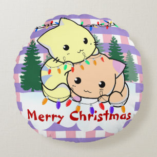 Weihnachten auf Schnee, personalisierter Name Rundes Kissen