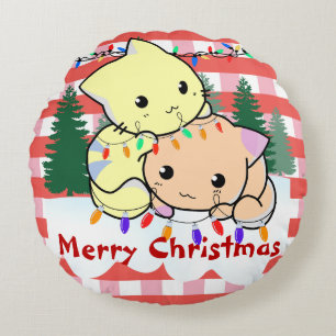 Weihnachten auf Schnee, personalisierter Name Rundes Kissen