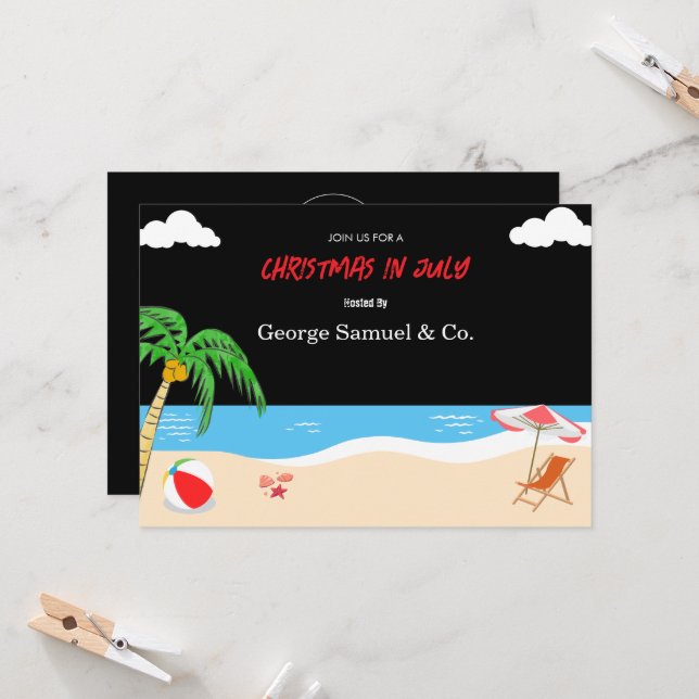 Weihnachten auf Seeseite im Juli Individuelle Name Einladung (Vorderseite/Rückseite Beispiel)