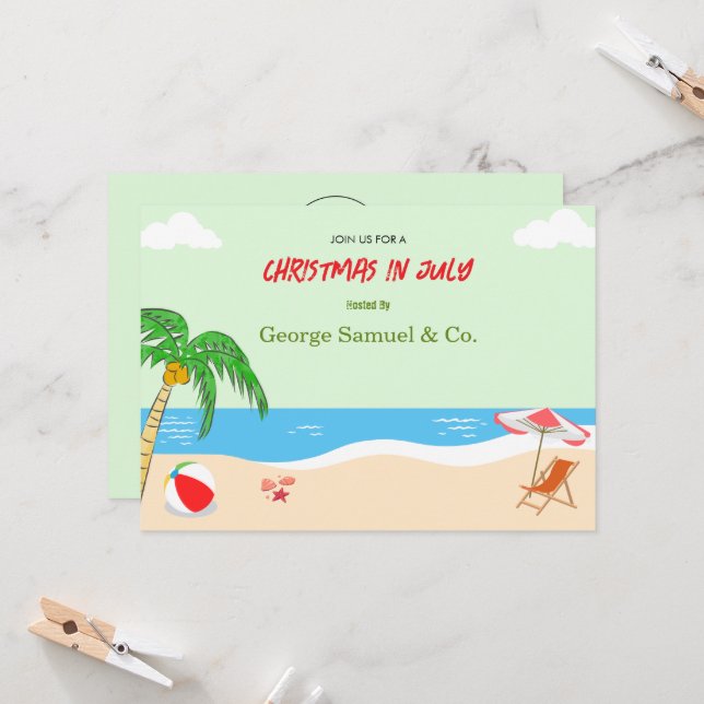 Weihnachten auf Seeseite im Juli Individuelle Name Einladung (Vorderseite/Rückseite Beispiel)