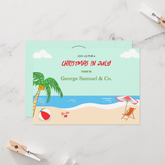 Weihnachten auf Seeseite im Juli Individuelle Name Einladung (Vorderseite/Rückseite Beispiel)