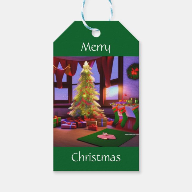 Weihnachten auf Zuhause Geschenkanhänger (Vorderseite)