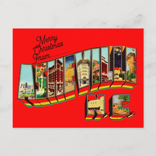Weihnachten aus Asheville NC Postkarte (Vorderseite)