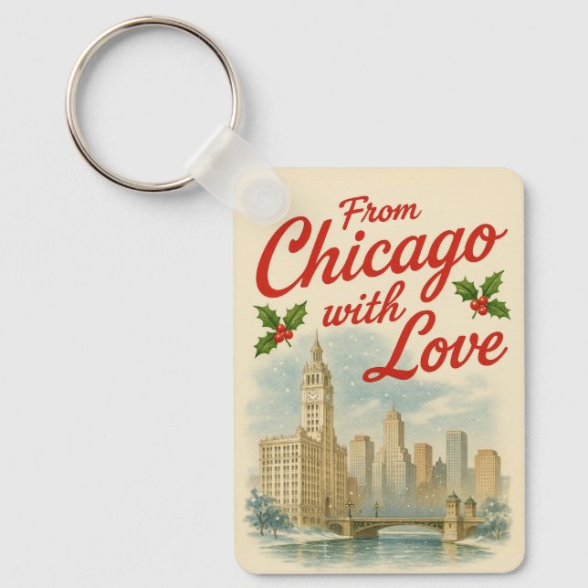 Weihnachten - aus Chicago mit Liebe Schlüsselanhänger (Vorderseite)