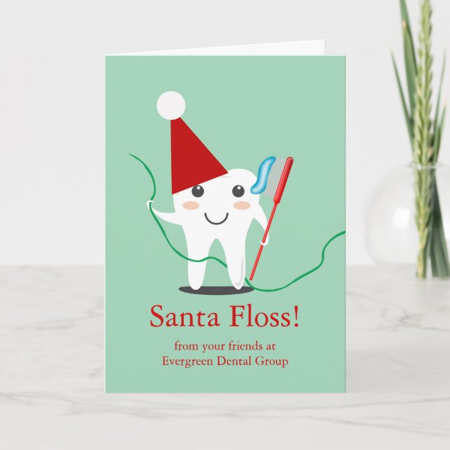 Weihnachten aus Dentalbüro, Business Santa Floss Karte (Vorderseite)