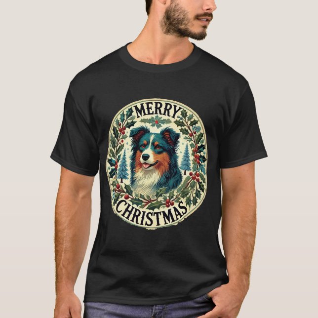 Weihnachten Australian Shepherd T-Shirt (Vorderseite)
