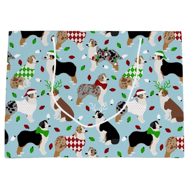 Weihnachten Australischer Schäferhund Große Gesche Große Geschenktüte (Vorderseite)