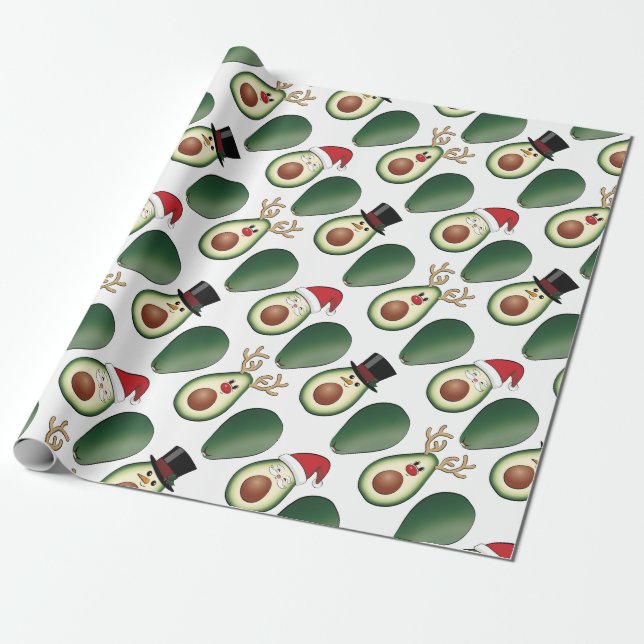 Weihnachten Avocado Frosty, Rudolph und Santa Geschenkpapier (Ungerollt)