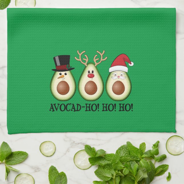 Weihnachten Avocado Frosty, Rudolph und Santa Geschirrtuch (Gefaltet)