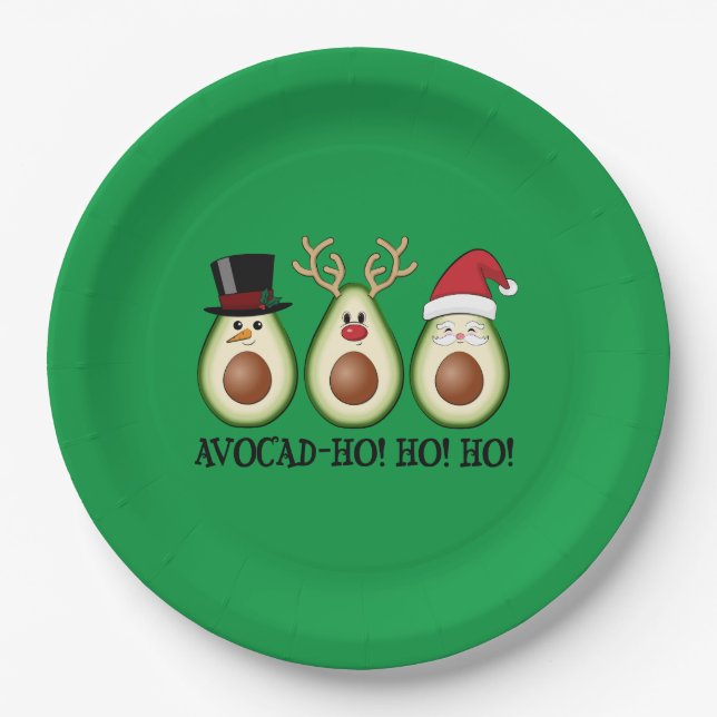 Weihnachten Avocado Frosty, Rudolph und Santa Pappteller (Vorderseite)