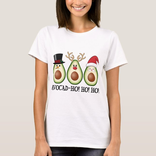 Weihnachten Avocado Frosty, Rudolph und Santa T-Shirt (Vorderseite)