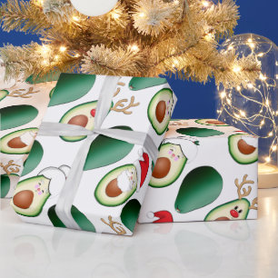 Weihnachten Avocado Santa, Rudolph und Mrs. Claus Geschenkpapier