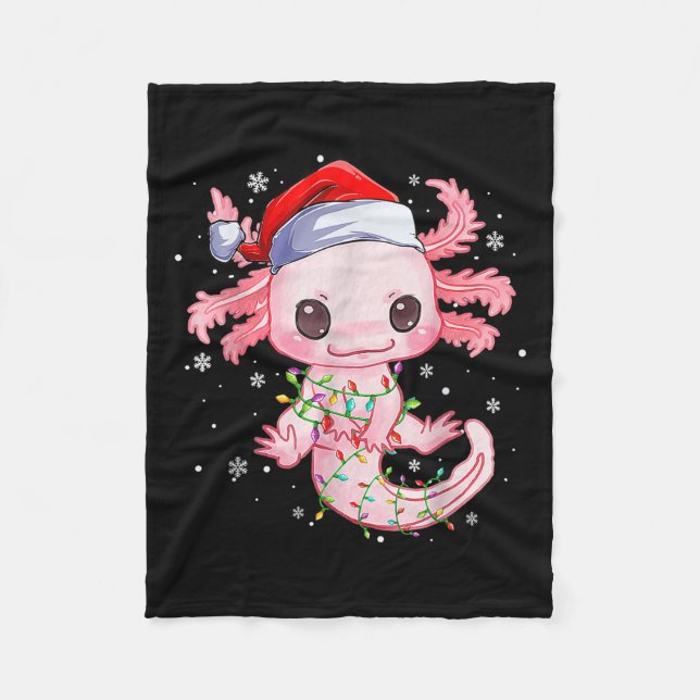 Weihnachten Axolotl Weihnachtsmannmütze Lights Jap Fleecedecke (Vorderseite)