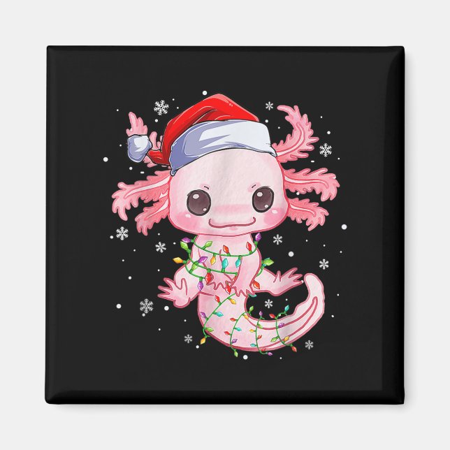Weihnachten Axolotl Weihnachtsmannmütze Lights Jap Magnet (Vorne)
