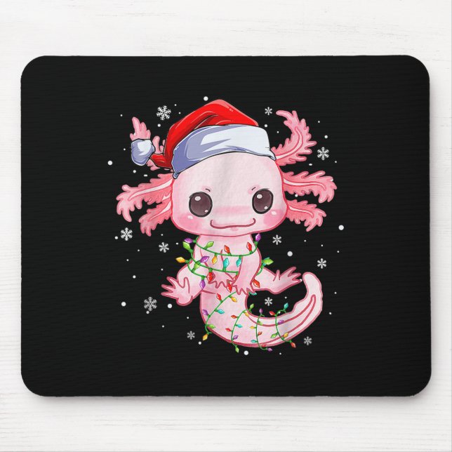 Weihnachten Axolotl Weihnachtsmannmütze Lights Jap Mousepad (Vorne)