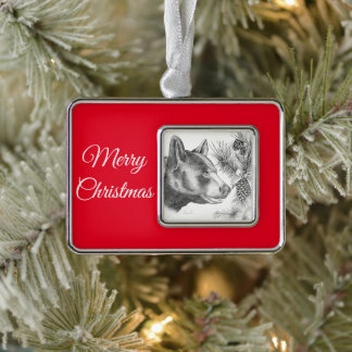 Weihnachten-Bär-Frohe Weihnachten Rahmen-Ornament Silber