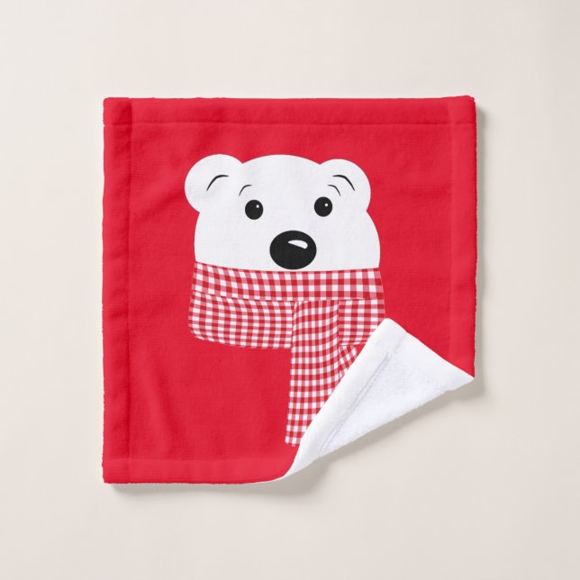 Weihnachten, Bärenmuzzle, Eisbär, rot, weiß, Waschlappen (Waschlappen)
