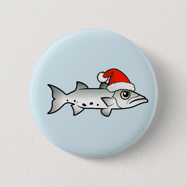 Weihnachten Barracuda Santa Button (Vorderseite)