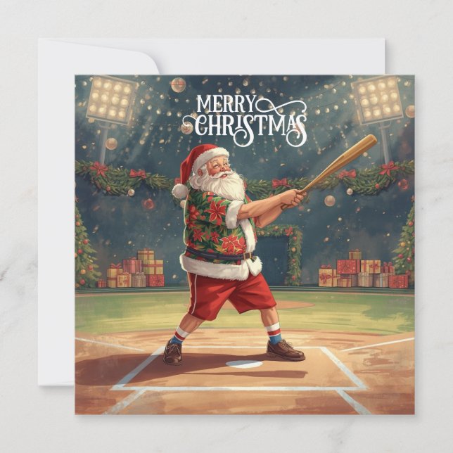 Weihnachten Baseball mit dem Weihnachtsmann (Vorderseite)
