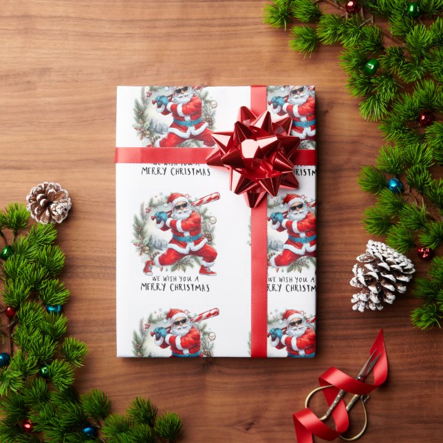 Weihnachten Baseball mit dem Weihnachtsmann Geschenkpapier (Feiertagsgeschenk)
