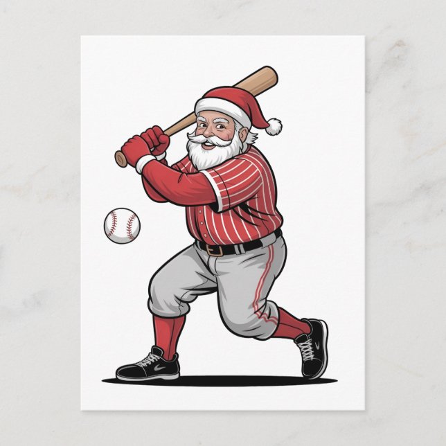 Weihnachten Baseball spielen Weihnachtsmann Sport Einladungspostkarte (Vorderseite)