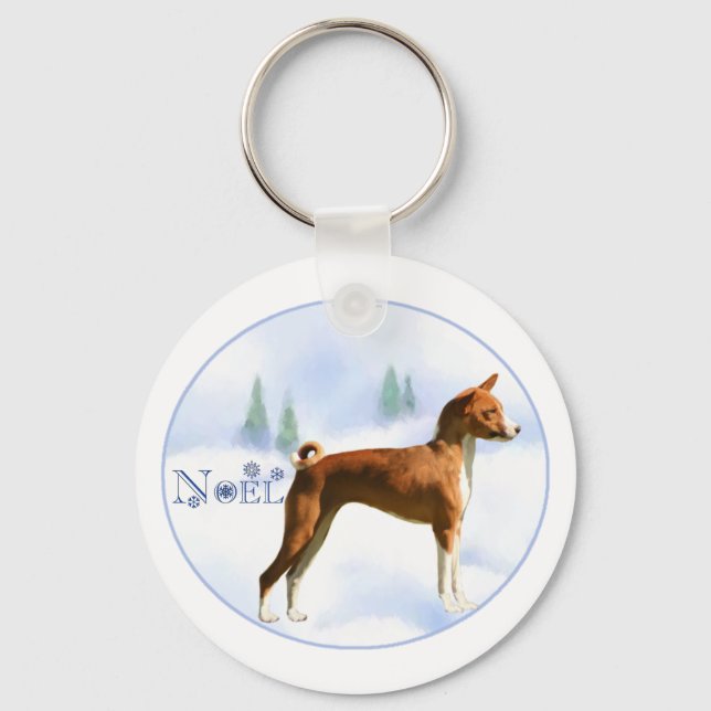Weihnachten Basenji Schlüsselanhänger (Vorderseite)