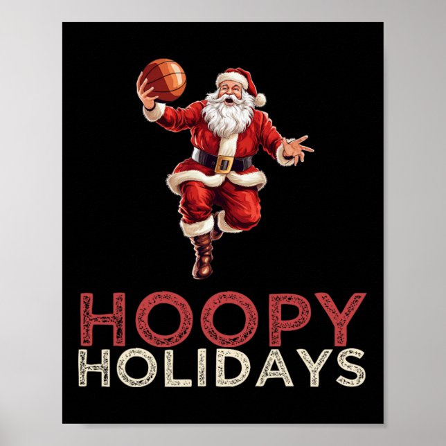 Weihnachten Basketball Santa 1 Poster (Vorne)