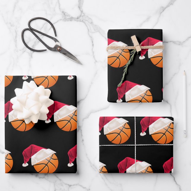 Weihnachten Basketball Sport Geschenkpapier Set (Vorderseite)