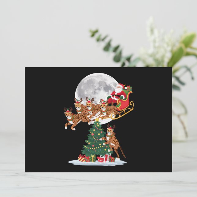 Weihnachten Baum Lights Funny Santa Riding Cheetah (Stehend Vorderseite)