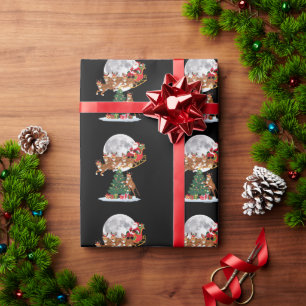 Weihnachten Baum Lights Funny Santa Riding Cheetah Geschenkpapier