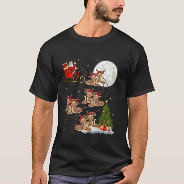 Weihnachten Baum Lights Funny Santa Riding Schlang T-Shirt (Vorderseite)