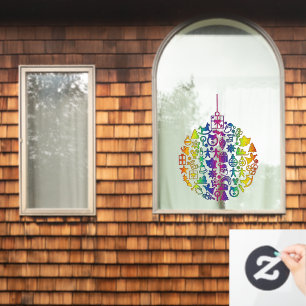 Weihnachten - Bäume - Ball mit Weihnachtsbildern 1 Fensteraufkleber