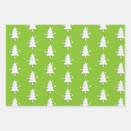 Weihnachten, Bäume, Schneeflocken Urlaub Grün Geschenkpapier Set