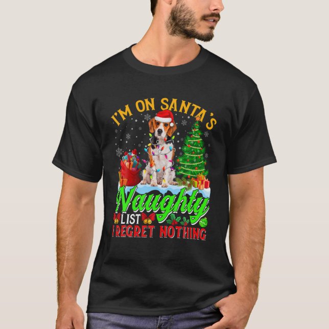 Weihnachten Beagle Hund auf der unheimlich lustige T-Shirt (Vorderseite)