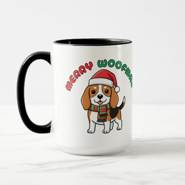 Weihnachten Beagle Tasse: Frohe Weihnachten Tasse (Links)