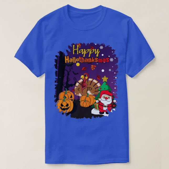 Weihnachten Beängstigendes Halloween glückliches T T-Shirt (Design vorne)