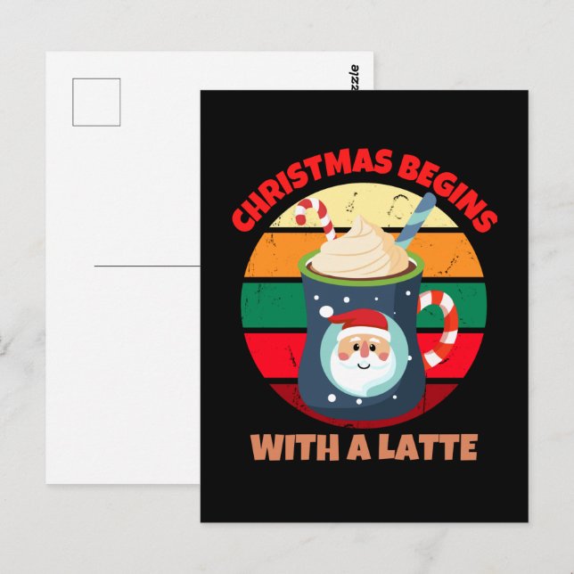 WEIHNACHTEN BEGINNEN MIT EINEM LATTE POSTKARTE (Vorne/Hinten)