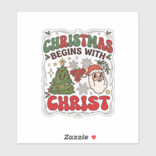 Weihnachten Beginnt Christus Weihnachtsmann Baum S Aufkleber